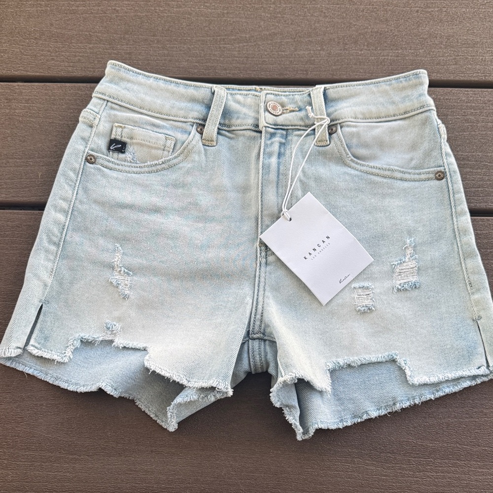 KanCan Light Blue Distressed Jean Shorts